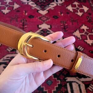 Ralph Lauren Brown Leather Belt Brass Buckle Sz XL